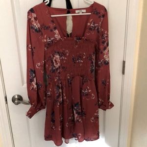 Red floral summer dress, size S, never worn